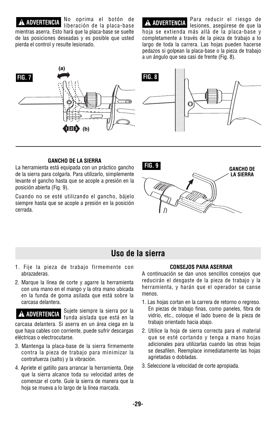 Uso de la sierra | Bosch RS20 User Manual | Page 29 / 32