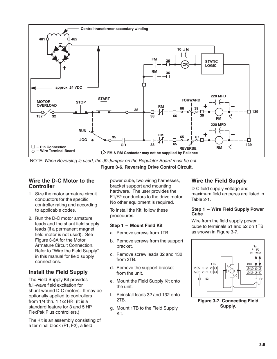 Wire the dćc motor to the controller, Install the field supply, Wire the field supply | Rockwell Automation FlexPak Plus DC Drive User Manual | Page 19 / 68