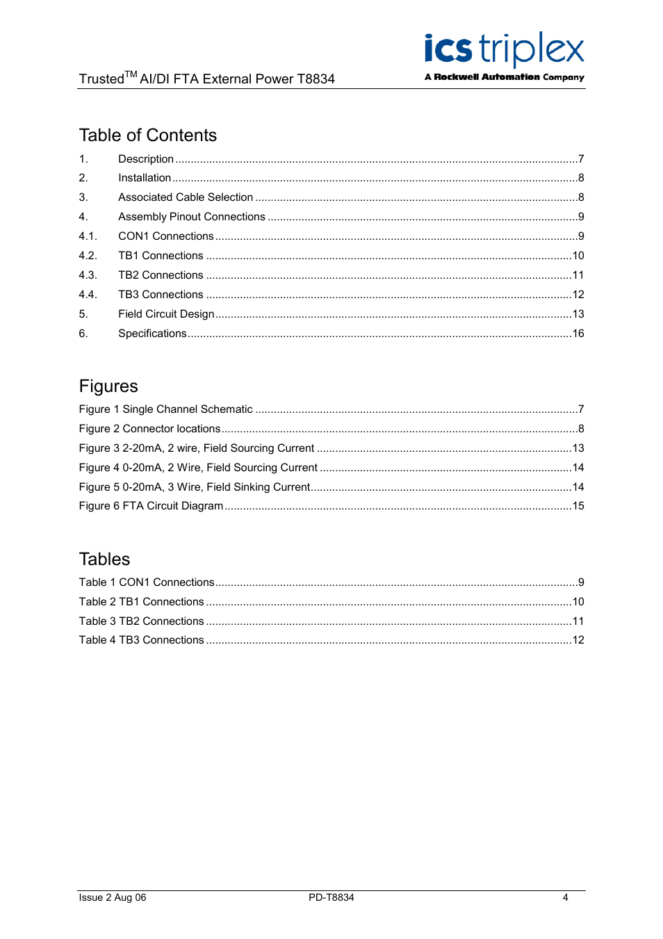 Rockwell Automation T8834 Trusted 20 Channel Isolated AI/DI FTA External Power User Manual | Page 4 / 18