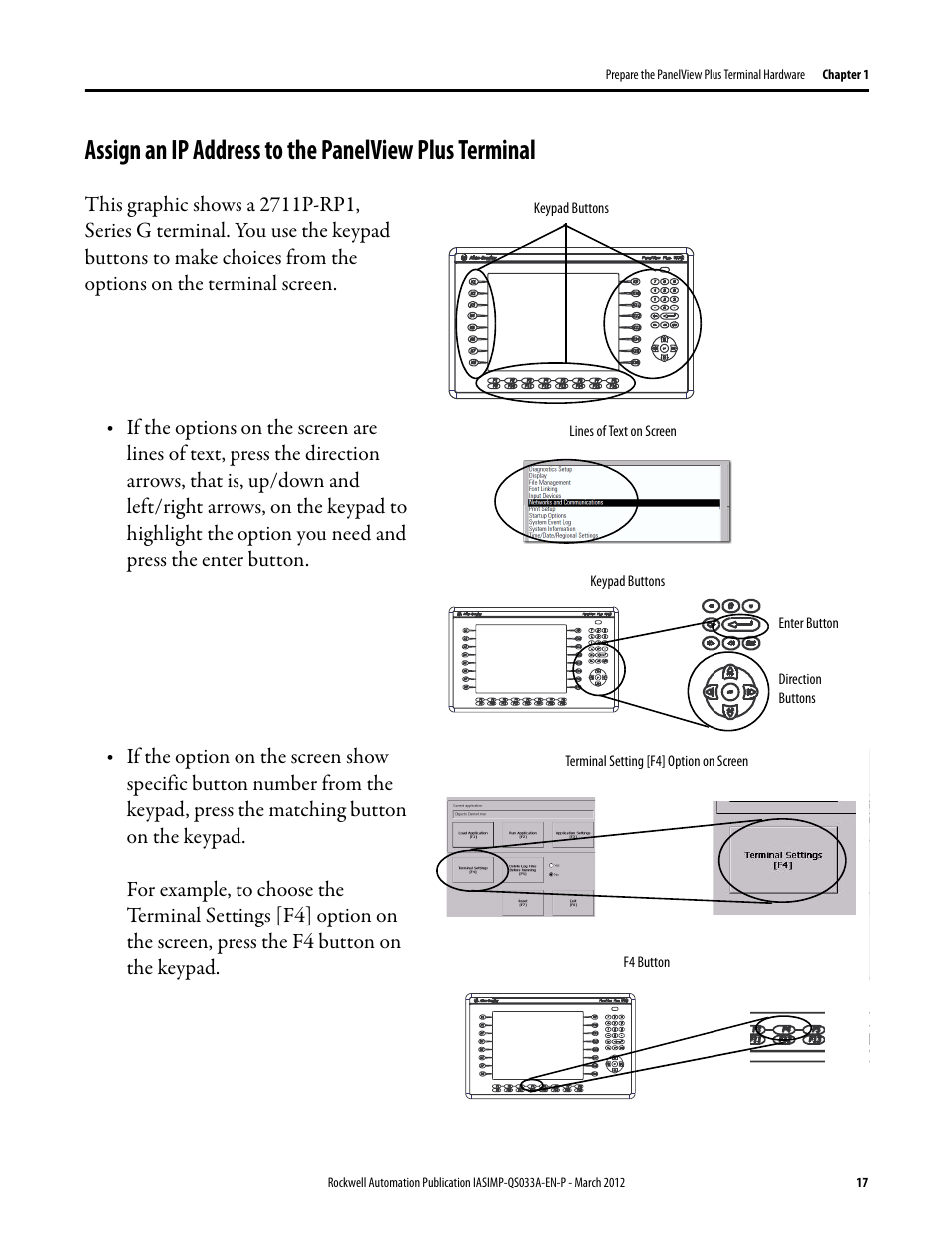 Assign an ip address to, The panelview plus, Terminal | Rockwell Automation Logix5000 Control Systems: Connect PanelView Plus Terminals over EtherNet/IP Quick Start User Manual | Page 17 / 56