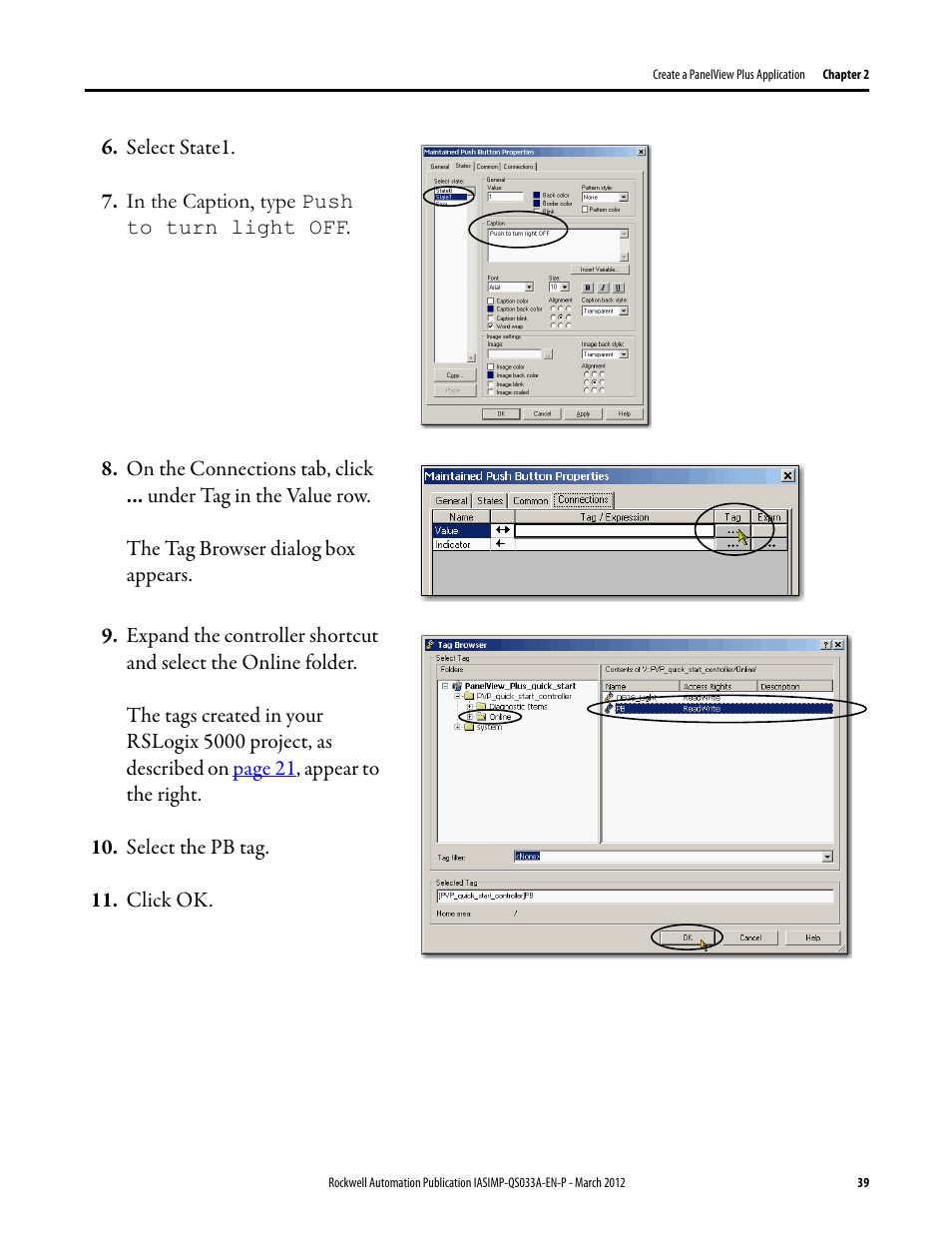 Rockwell Automation Logix5000 Control Systems: Connect PanelView Plus Terminals over EtherNet/IP Quick Start User Manual | Page 39 / 56