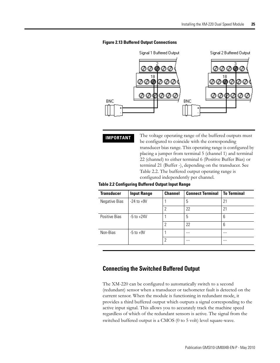 Connecting the switched buffered output | Rockwell Automation 1440-SPD02-01RB XM-220 Dual Speed Module User Manual | Page 33 / 127