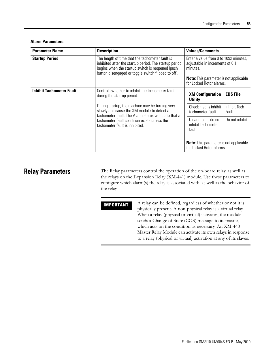 Relay parameters | Rockwell Automation 1440-SPD02-01RB XM-220 Dual Speed Module User Manual | Page 61 / 127