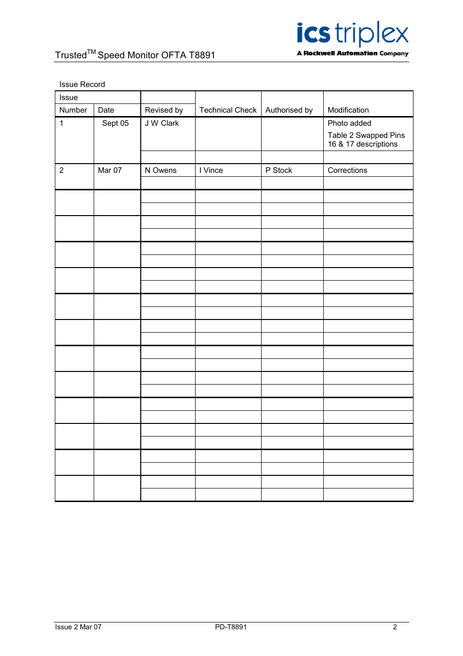 Trusted, Speed monitor ofta t8891 | Rockwell Automation T8891 Trusted Speed Monitor OFTA (SOFTA) User Manual | Page 2 / 20