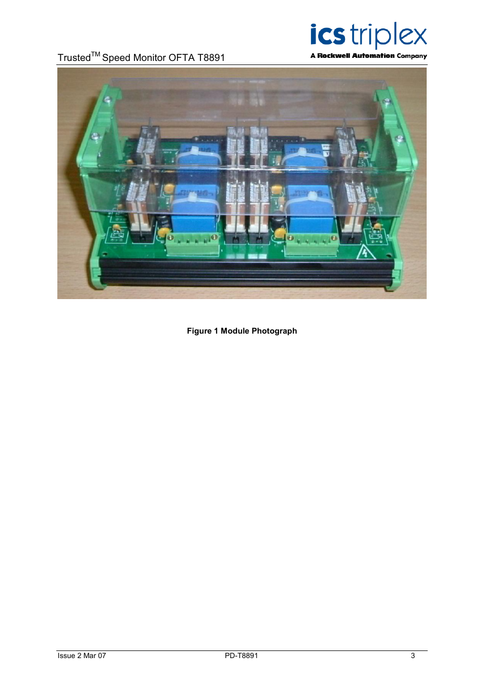 Trusted, Speed monitor ofta t8891 | Rockwell Automation T8891 Trusted Speed Monitor OFTA (SOFTA) User Manual | Page 3 / 20