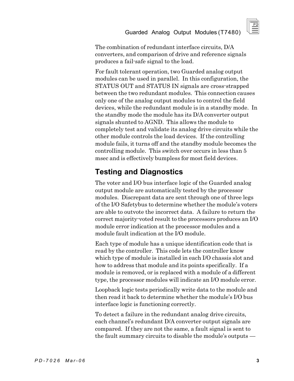 Testing and diagnostics | Rockwell Automation T7480 ICS Regent+Plus Guarded Analog Output Modules User Manual | Page 3 / 26