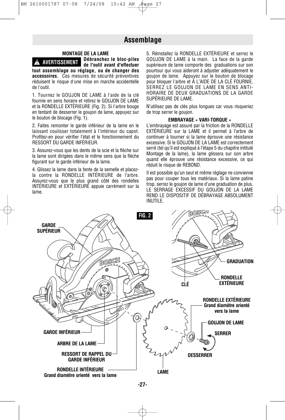 Assemblage | Bosch CCS180 User Manual | Page 27 / 56