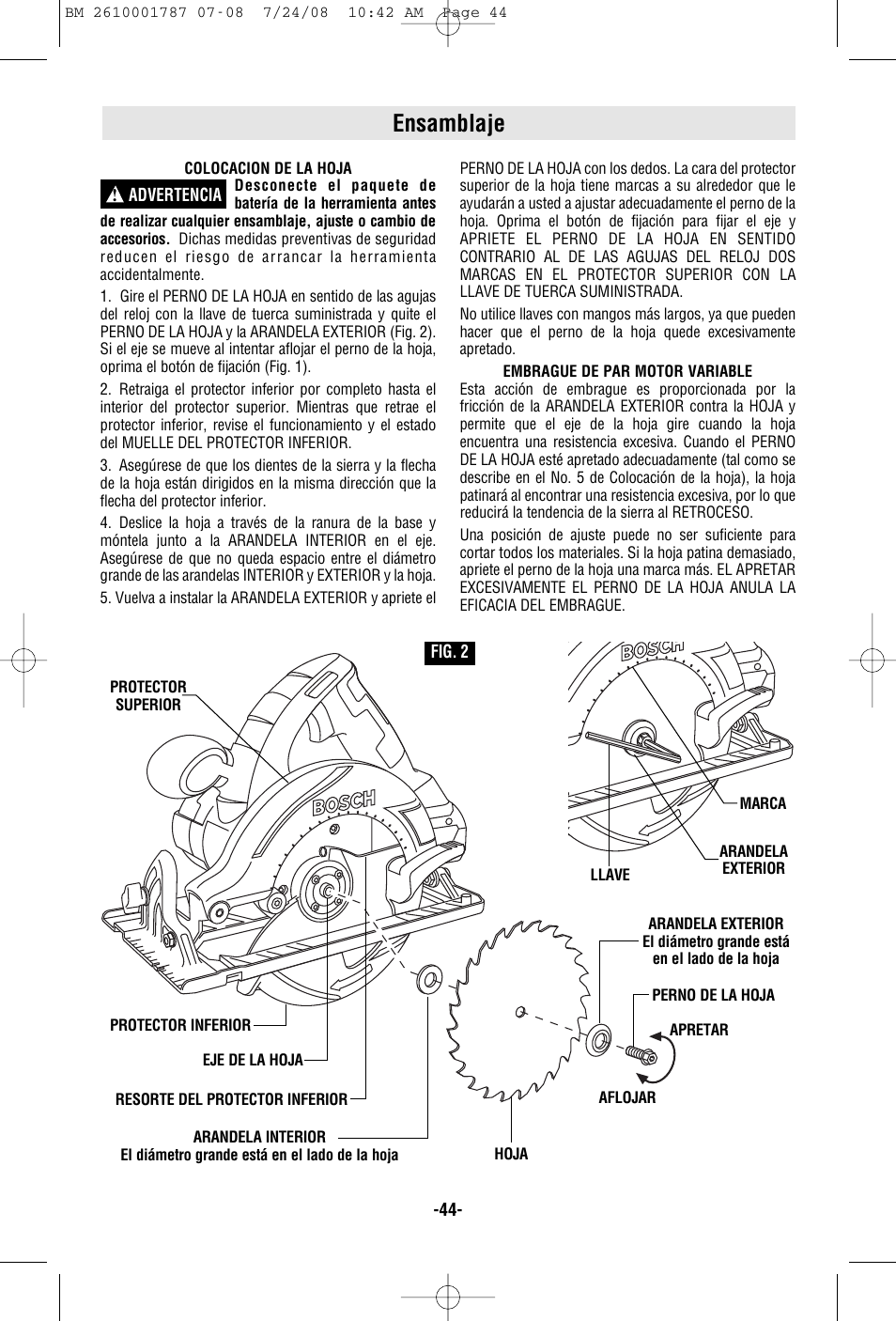 Ensamblaje | Bosch CCS180 User Manual | Page 44 / 56