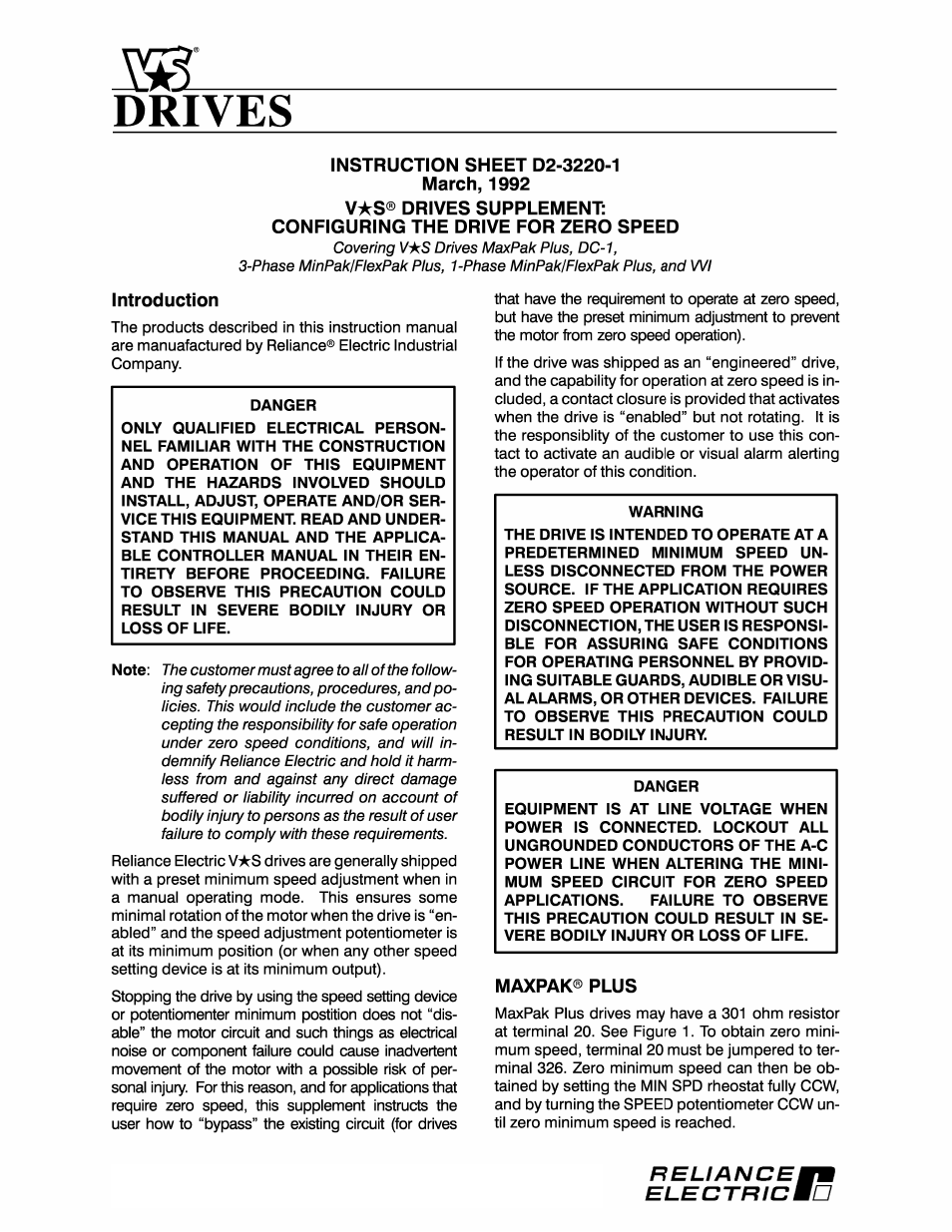 Rockwell Automation Zero Speed Configuring MaxPakPlus, DC-1, 1 3Phase MinPak/FlexPak Plus, WI User Manual | 4 pages