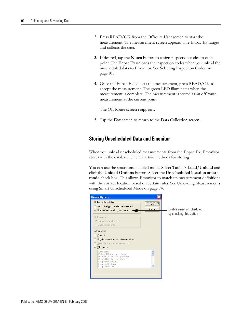 Storing unscheduled data and emonitor | Rockwell Automation 441-PEN25 Enpac Ex Data Collector User Manual | Page 100 / 147