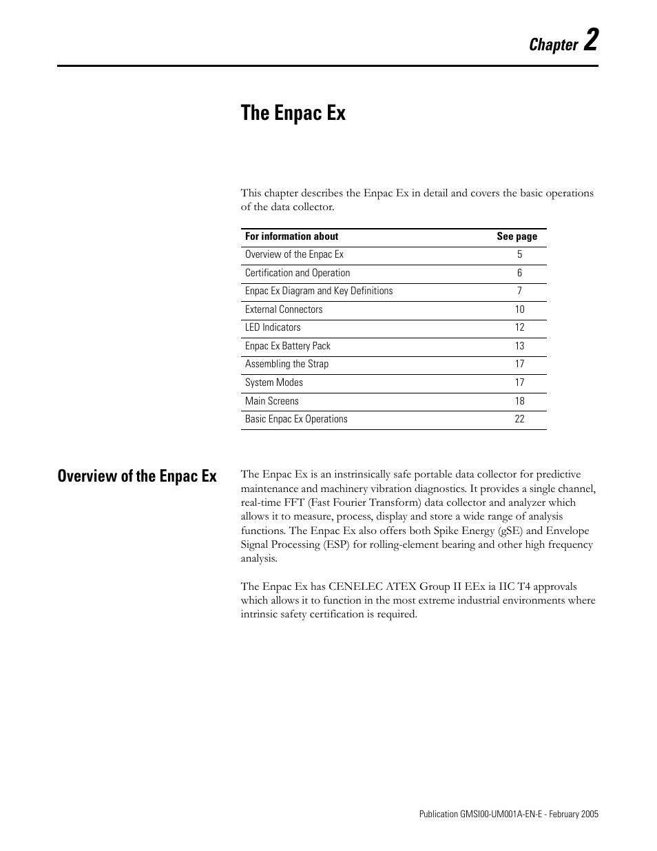 The enpac ex, Overview of the enpac ex, Chapter 2 | Chapter | Rockwell Automation 441-PEN25 Enpac Ex Data Collector User Manual | Page 11 / 147