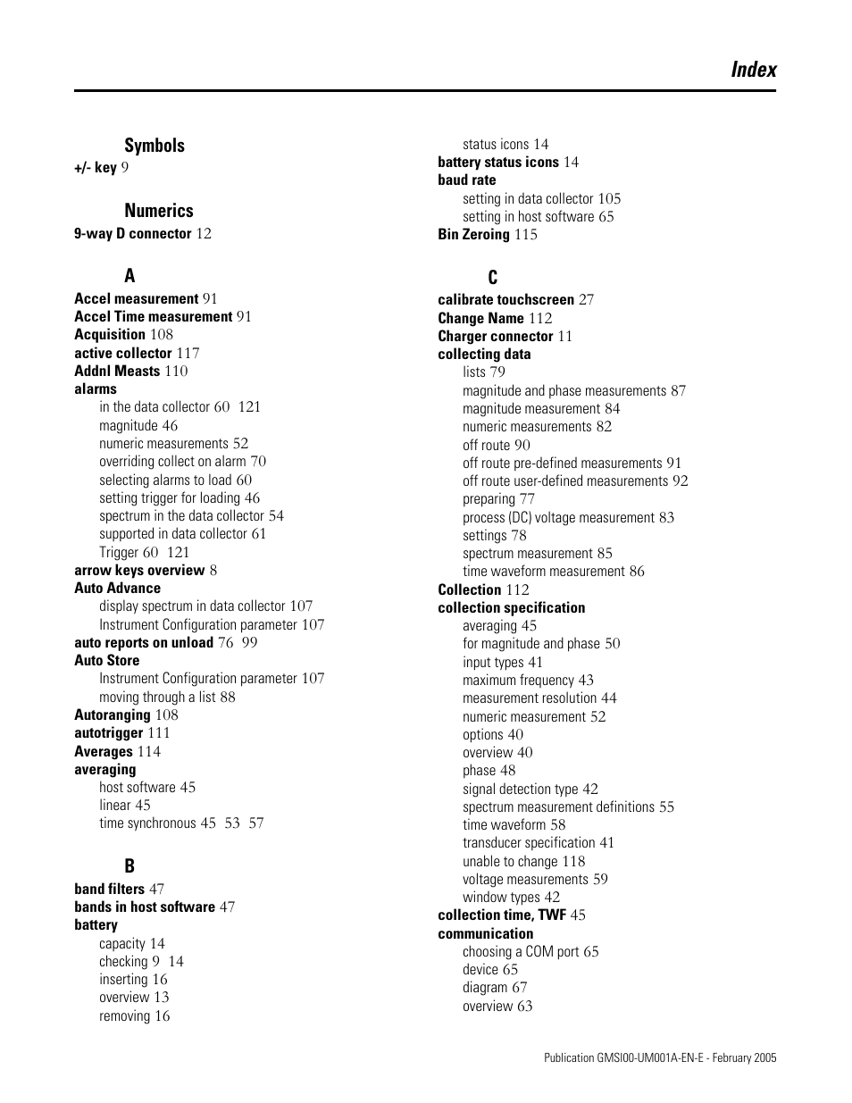 Index | Rockwell Automation 441-PEN25 Enpac Ex Data Collector User Manual | Page 139 / 147