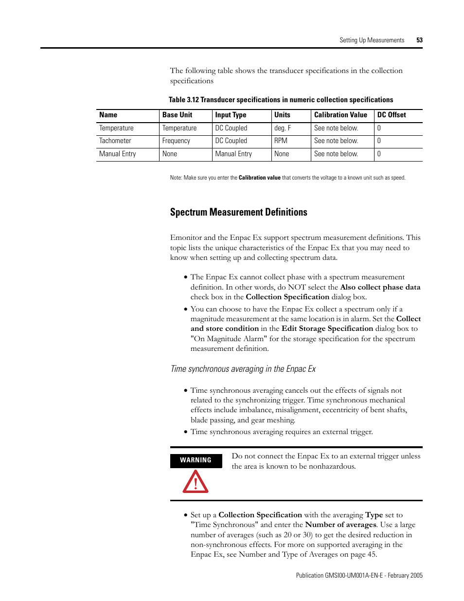Spectrum measurement definitions | Rockwell Automation 441-PEN25 Enpac Ex Data Collector User Manual | Page 59 / 147