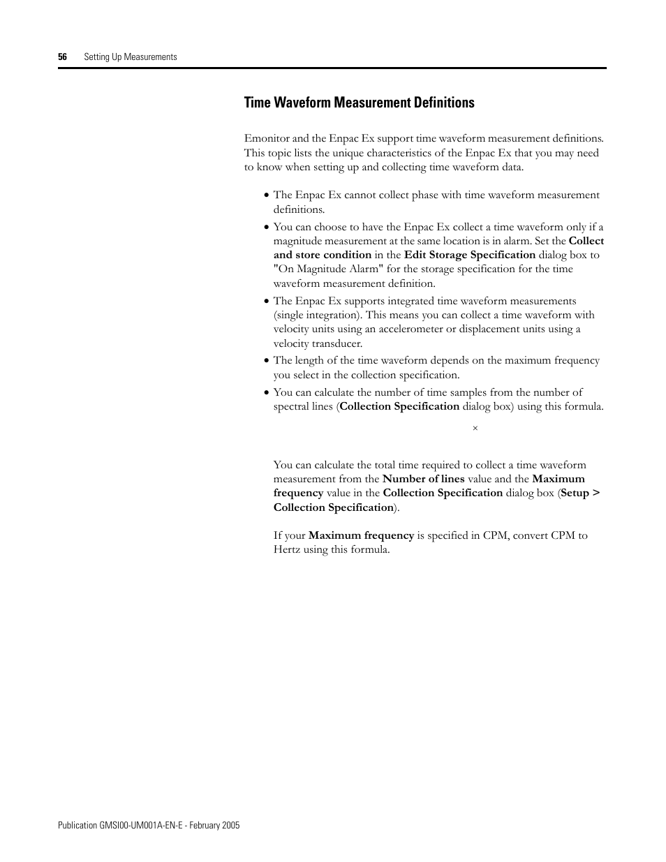 Time waveform measurement definitions | Rockwell Automation 441-PEN25 Enpac Ex Data Collector User Manual | Page 62 / 147