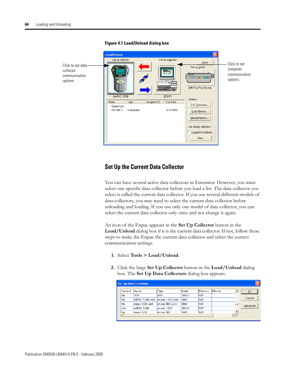 Set up the current data collector | Rockwell Automation 441-PEN25 Enpac Ex Data Collector User Manual | Page 70 / 147