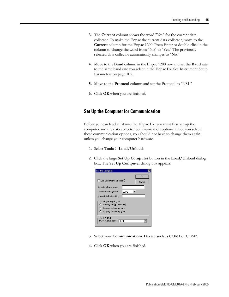 Set up the computer for communication | Rockwell Automation 441-PEN25 Enpac Ex Data Collector User Manual | Page 71 / 147