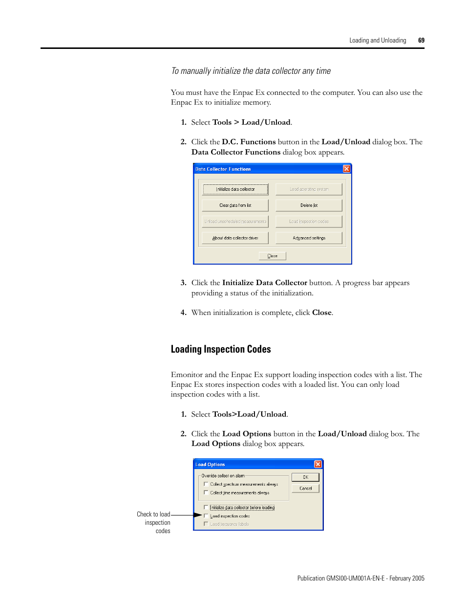 Loading inspection codes | Rockwell Automation 441-PEN25 Enpac Ex Data Collector User Manual | Page 75 / 147