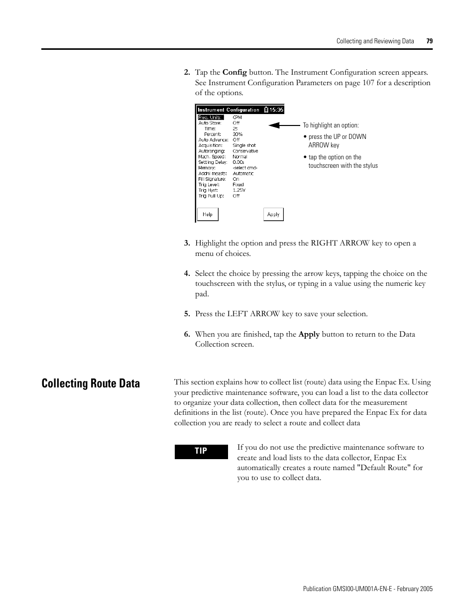 Collecting route data | Rockwell Automation 441-PEN25 Enpac Ex Data Collector User Manual | Page 85 / 147