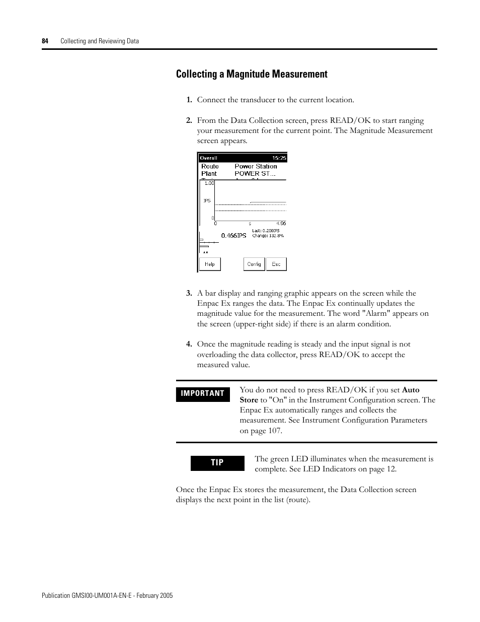 Collecting a magnitude measurement | Rockwell Automation 441-PEN25 Enpac Ex Data Collector User Manual | Page 90 / 147