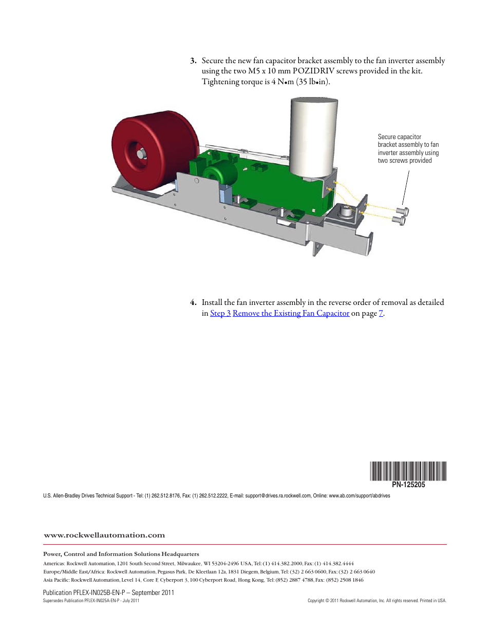 Rockwell Automation 20D PowerFlex 700H/700S AC Drives Frame 10 & 12 Main Fan Capacitor Replacement Kit User Manual | Page 12 / 12