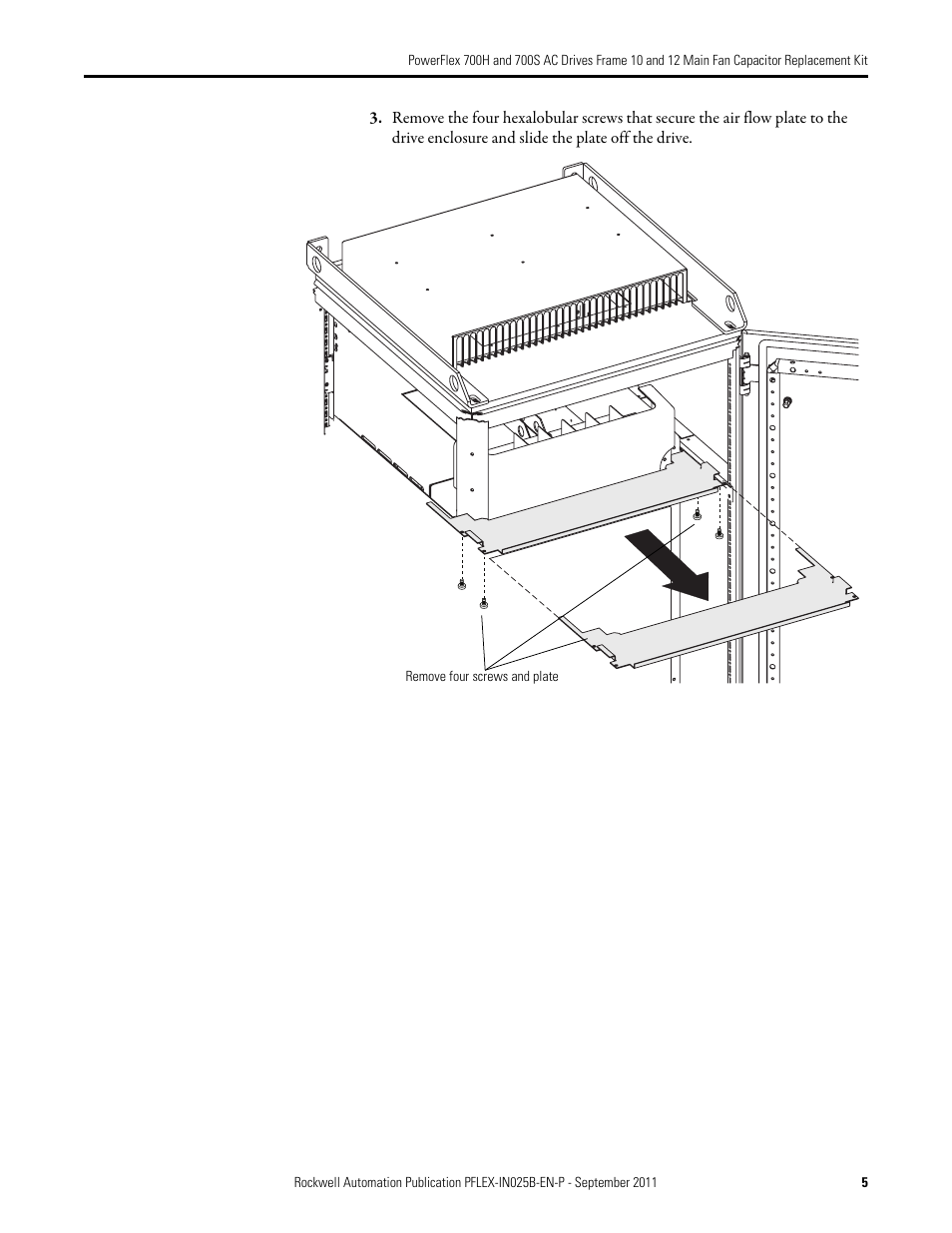 Rockwell Automation 20D PowerFlex 700H/700S AC Drives Frame 10 & 12 Main Fan Capacitor Replacement Kit User Manual | Page 5 / 12