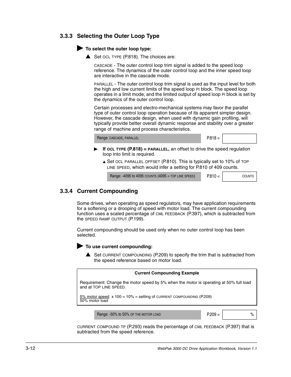 3 selecting the outer loop type þ, 4 current compounding | Rockwell Automation WebPak 3000  DC Drive Application Workbook Version 1.1 User Manual | Page 22 / 108