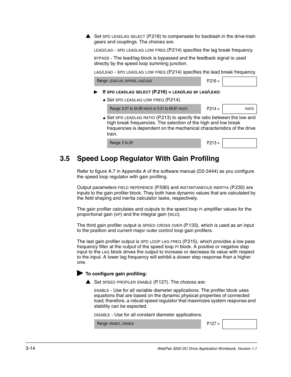 Speed loop regulator with gain profiling, 5 speed loop regulator with gain profiling | Rockwell Automation WebPak 3000  DC Drive Application Workbook Version 1.1 User Manual | Page 24 / 108