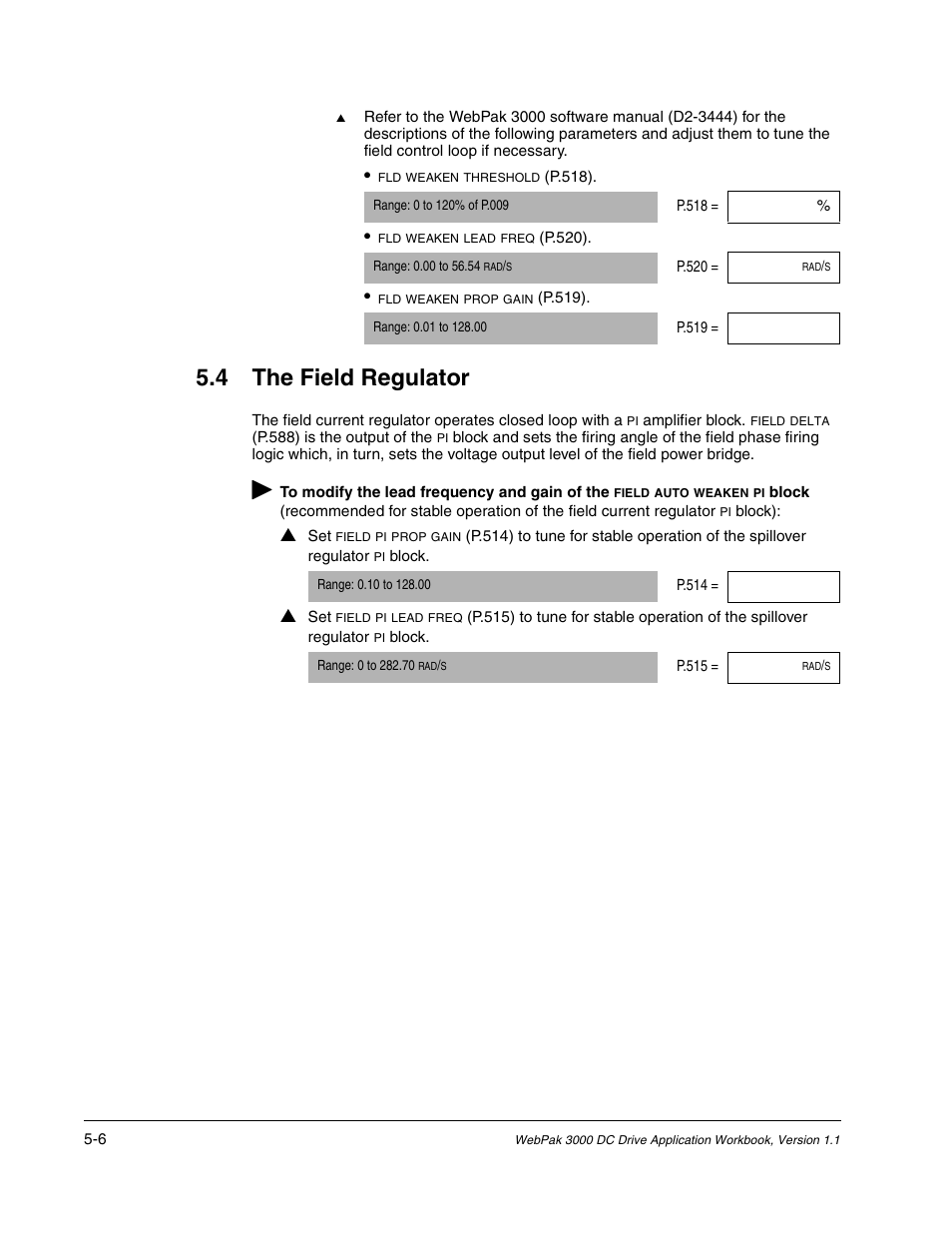 The field regulator, 4 the field regulator | Rockwell Automation WebPak 3000  DC Drive Application Workbook Version 1.1 User Manual | Page 40 / 108