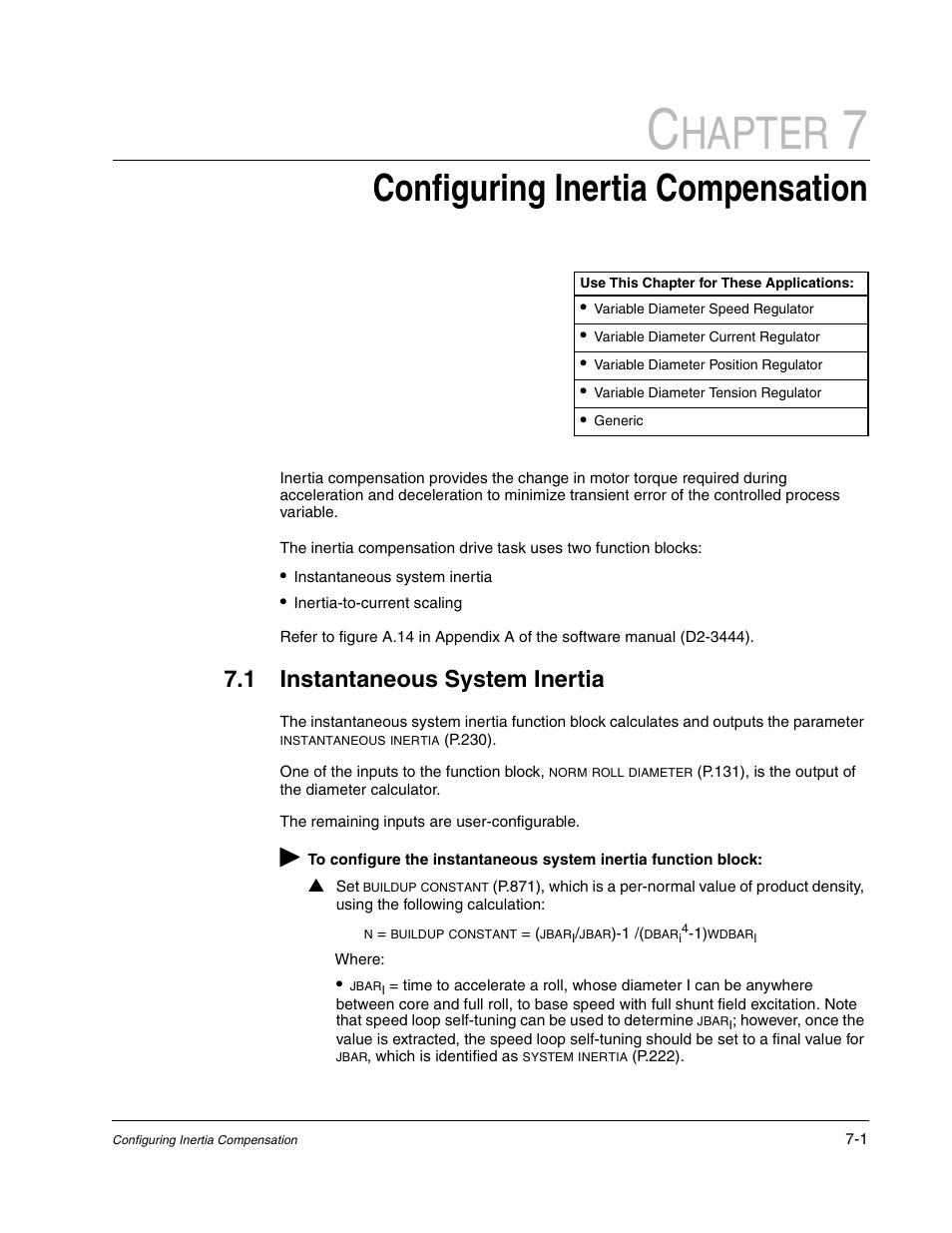 Configuring inertia compensation, Instantaneous system inertia, Hapter | 1 instantaneous system inertia | Rockwell Automation WebPak 3000  DC Drive Application Workbook Version 1.1 User Manual | Page 45 / 108