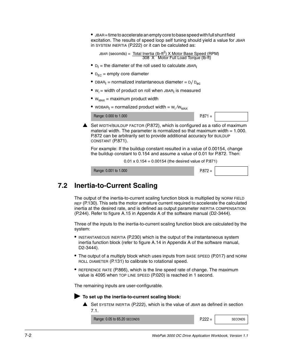 Inertia-to-current scaling, 2 inertia-to-current scaling | Rockwell Automation WebPak 3000  DC Drive Application Workbook Version 1.1 User Manual | Page 46 / 108