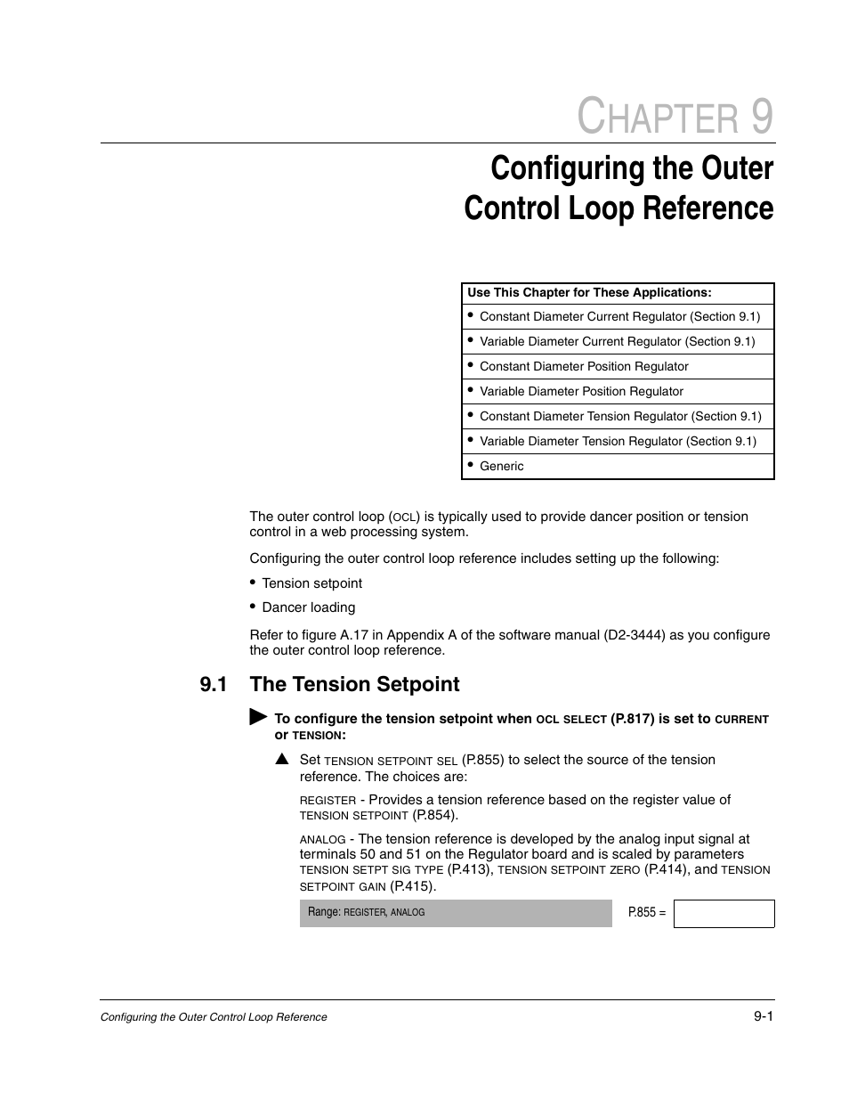 Configuring the outer control loop reference, The tension setpoint, Hapter | 1 the tension setpoint | Rockwell Automation WebPak 3000  DC Drive Application Workbook Version 1.1 User Manual | Page 51 / 108