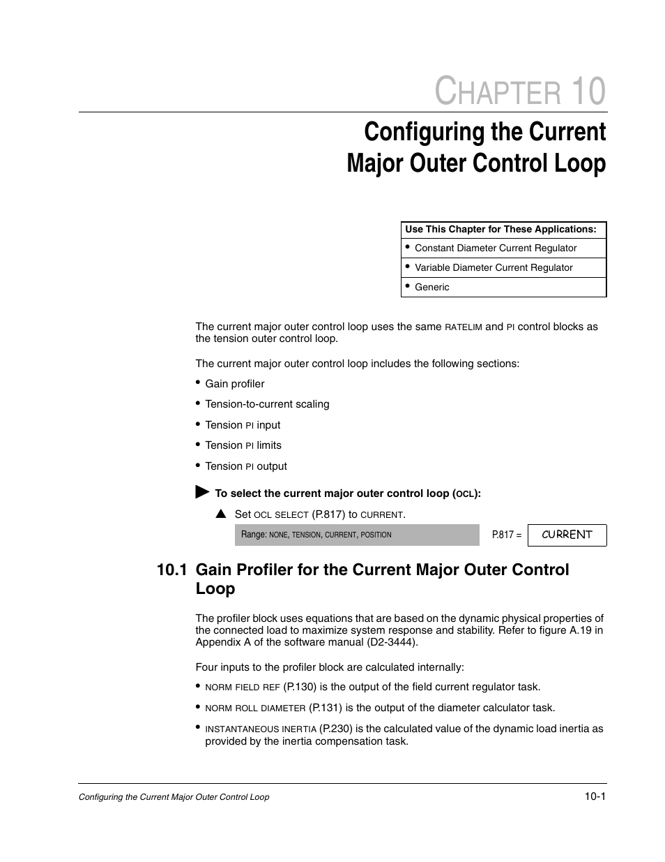 Configuring the current major outer control loop, Hapter | Rockwell Automation WebPak 3000  DC Drive Application Workbook Version 1.1 User Manual | Page 57 / 108