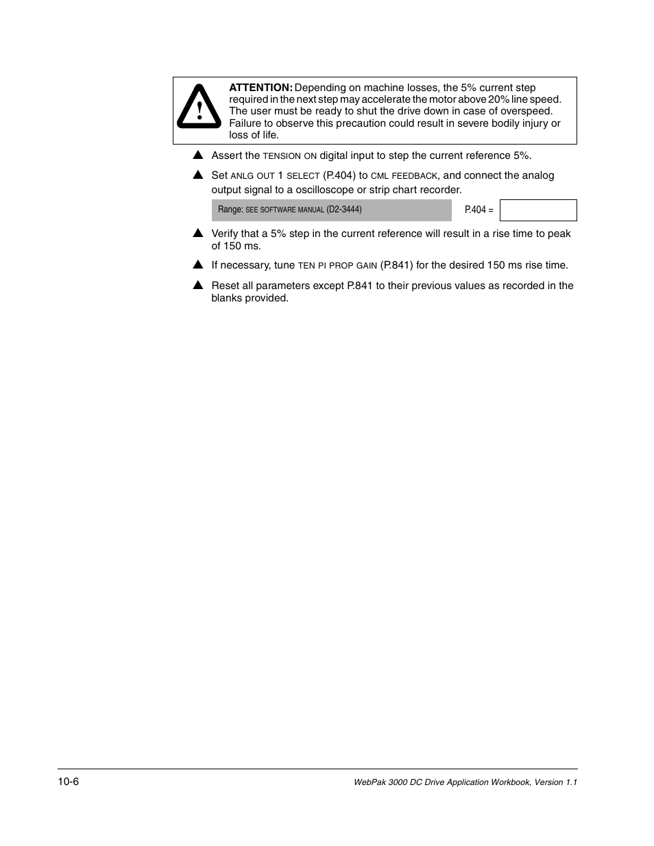 Rockwell Automation WebPak 3000  DC Drive Application Workbook Version 1.1 User Manual | Page 62 / 108