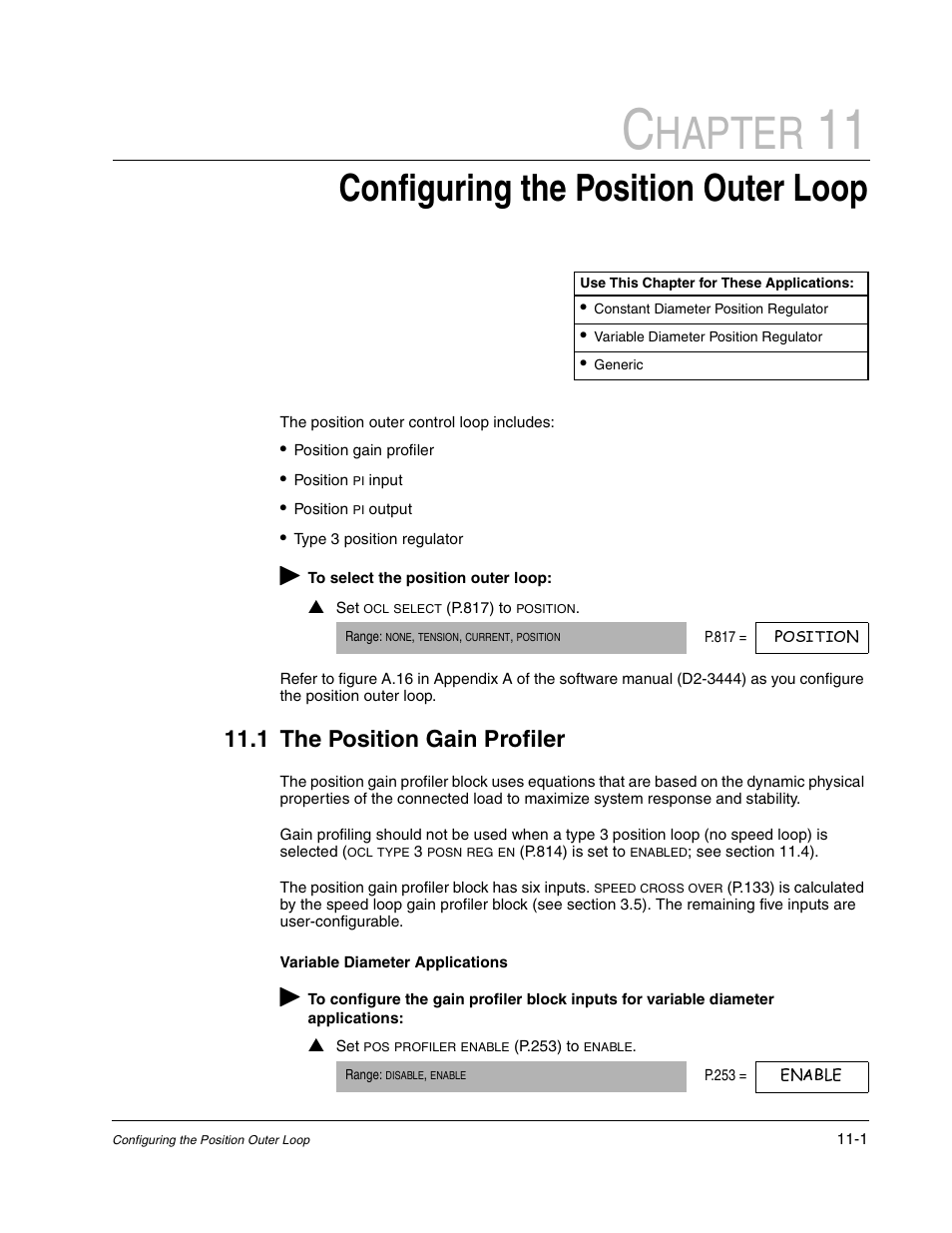 Configuring the position outer loop, The position gain profiler, Hapter | 1 the position gain profiler | Rockwell Automation WebPak 3000  DC Drive Application Workbook Version 1.1 User Manual | Page 63 / 108
