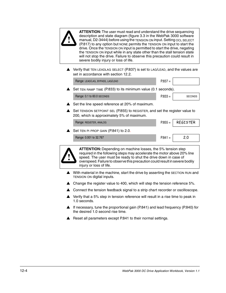 Rockwell Automation WebPak 3000  DC Drive Application Workbook Version 1.1 User Manual | Page 72 / 108