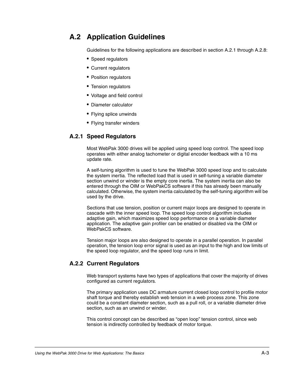 A.2 application guidelines | Rockwell Automation WebPak 3000  DC Drive Application Workbook Version 1.1 User Manual | Page 81 / 108