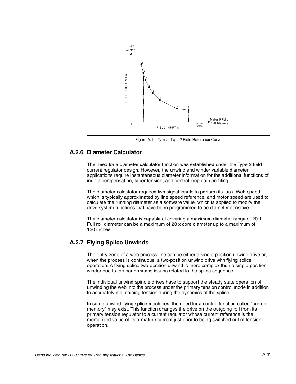 A.2.6 diameter calculator, A.2.7 flying splice unwinds | Rockwell Automation WebPak 3000  DC Drive Application Workbook Version 1.1 User Manual | Page 85 / 108