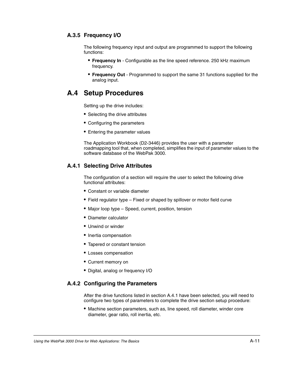 A.4 setup procedures | Rockwell Automation WebPak 3000  DC Drive Application Workbook Version 1.1 User Manual | Page 89 / 108