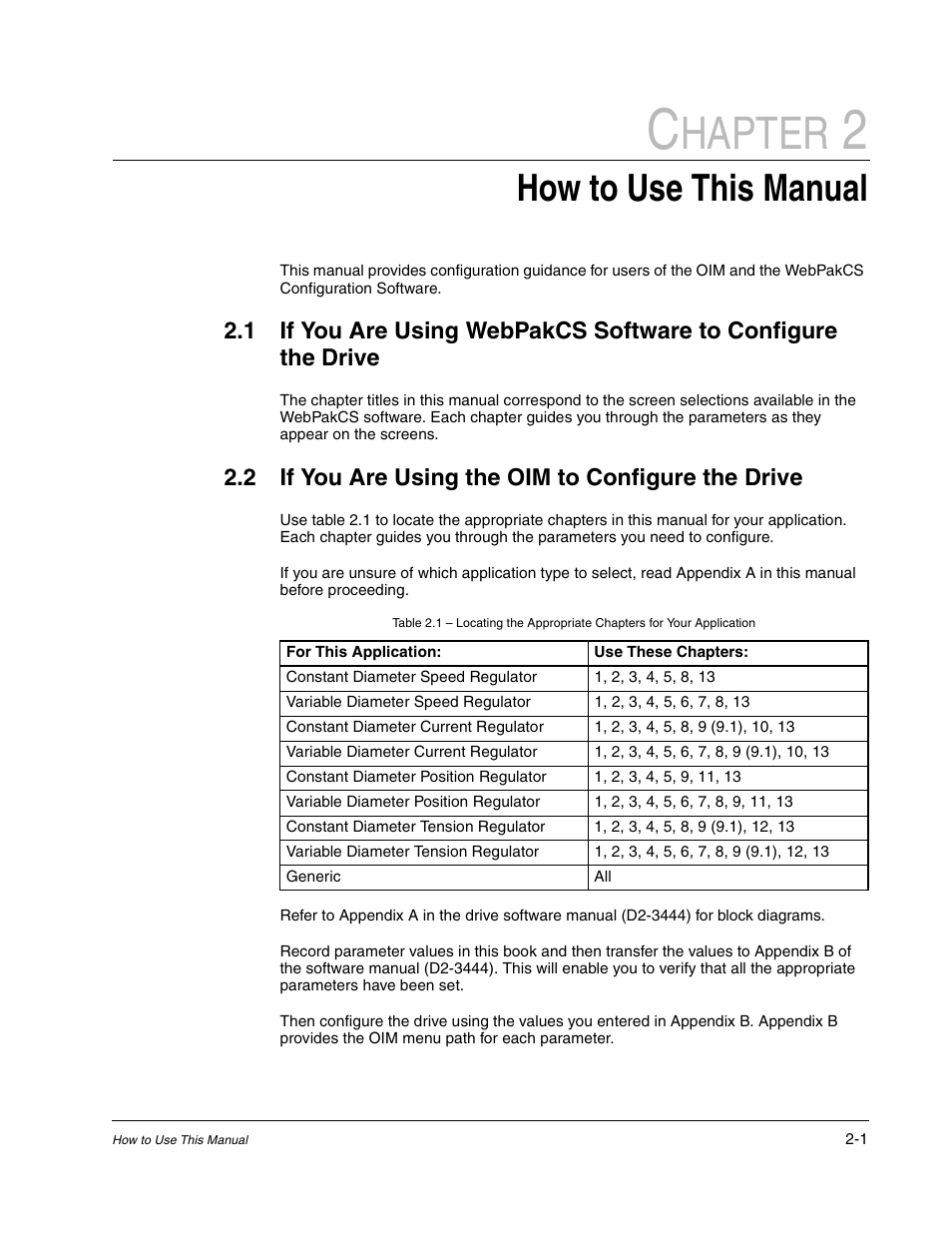 How to use this manual, If you are using the oim to configure the drive, Hapter | 2 if you are using the oim to configure the drive | Rockwell Automation WebPak 3000  DC Drive Application Workbook Version 1.1 User Manual | Page 9 / 108