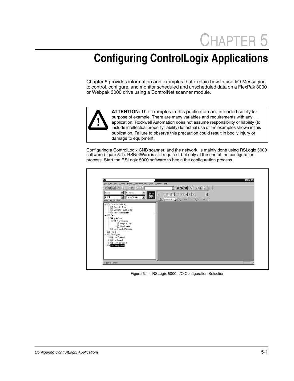 Hapter, Configuring controllogix applications | Rockwell Automation Flex/WebPak 3000 DC Drive ControlNet, Network Communication Board, 915FK2101 User Manual | Page 35 / 100