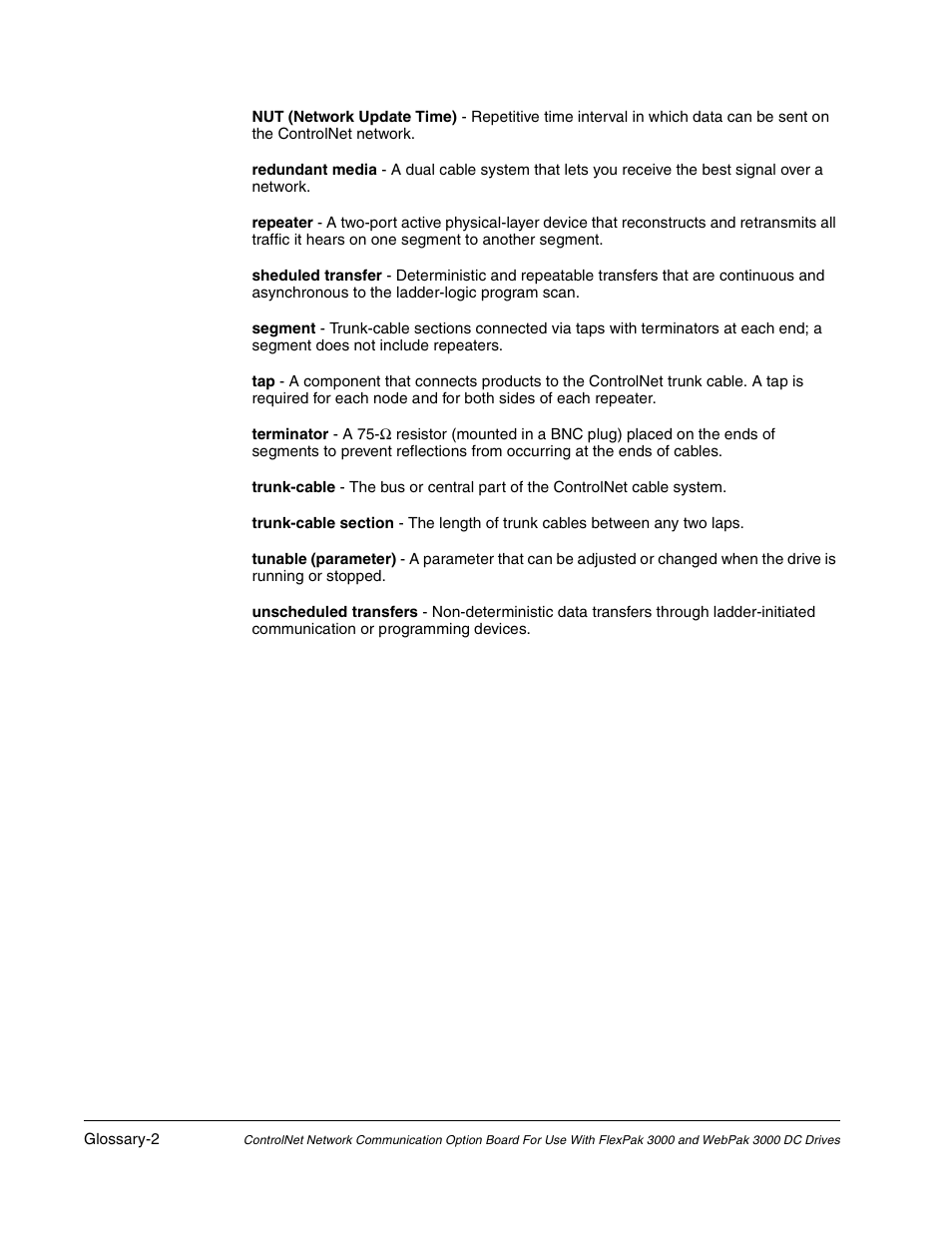 Rockwell Automation Flex/WebPak 3000 DC Drive ControlNet, Network Communication Board, 915FK2101 User Manual | Page 96 / 100