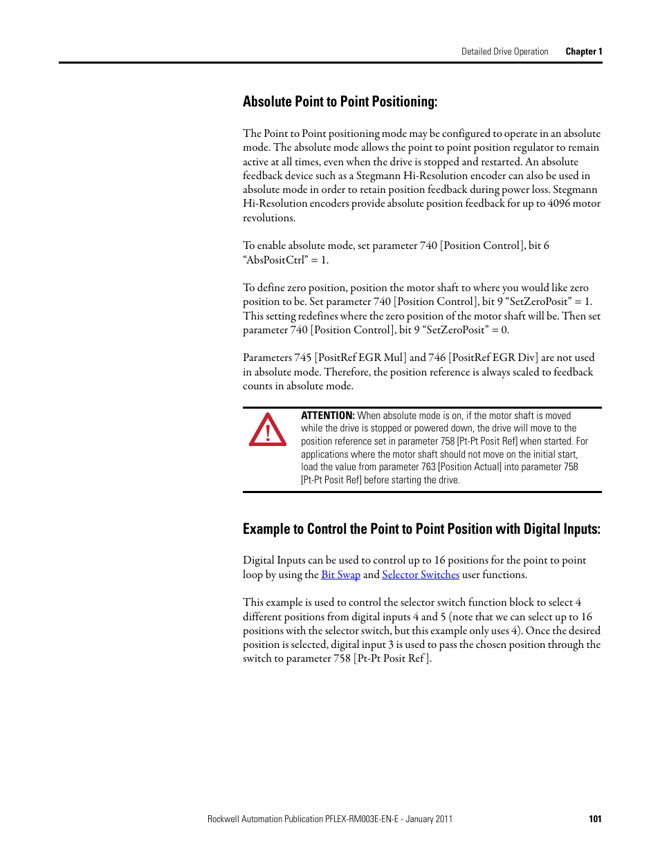 Absolute point to point positioning | Rockwell Automation 20D PowerFlex 700S AC Drives with Phase II Control Reference Manual User Manual | Page 101 / 218