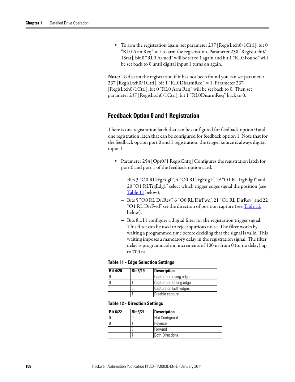 Feedback option 0 and 1 registration | Rockwell Automation 20D PowerFlex 700S AC Drives with Phase II Control Reference Manual User Manual | Page 108 / 218