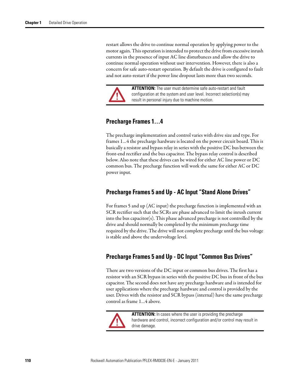 Precharge frames 1…4 | Rockwell Automation 20D PowerFlex 700S AC Drives with Phase II Control Reference Manual User Manual | Page 110 / 218