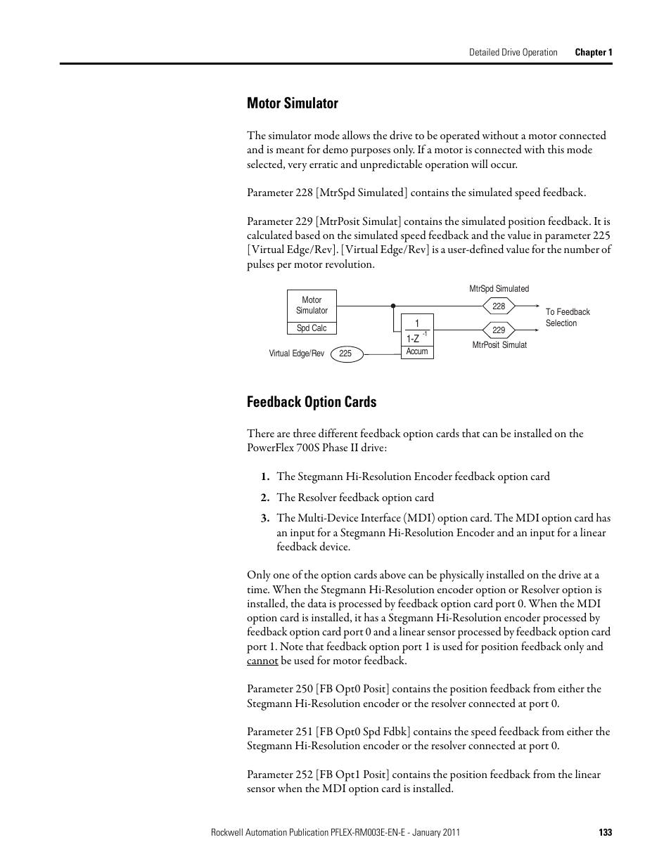 Motor simulator feedback option cards, Motor simulator, Feedback option cards | Rockwell Automation 20D PowerFlex 700S AC Drives with Phase II Control Reference Manual User Manual | Page 133 / 218