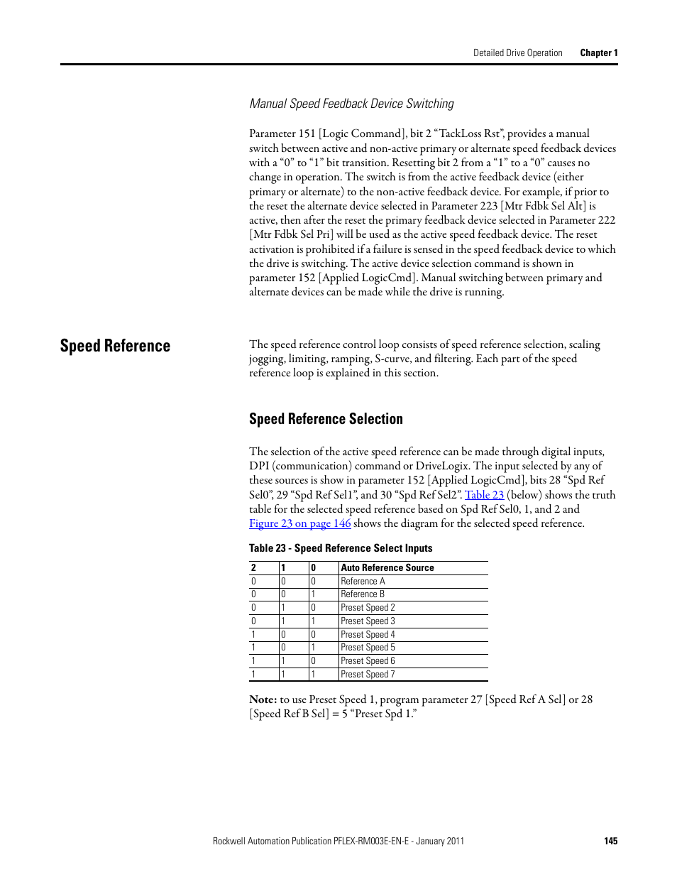 Speed reference, Speed reference selection, Speed reference on | Rockwell Automation 20D PowerFlex 700S AC Drives with Phase II Control Reference Manual User Manual | Page 145 / 218