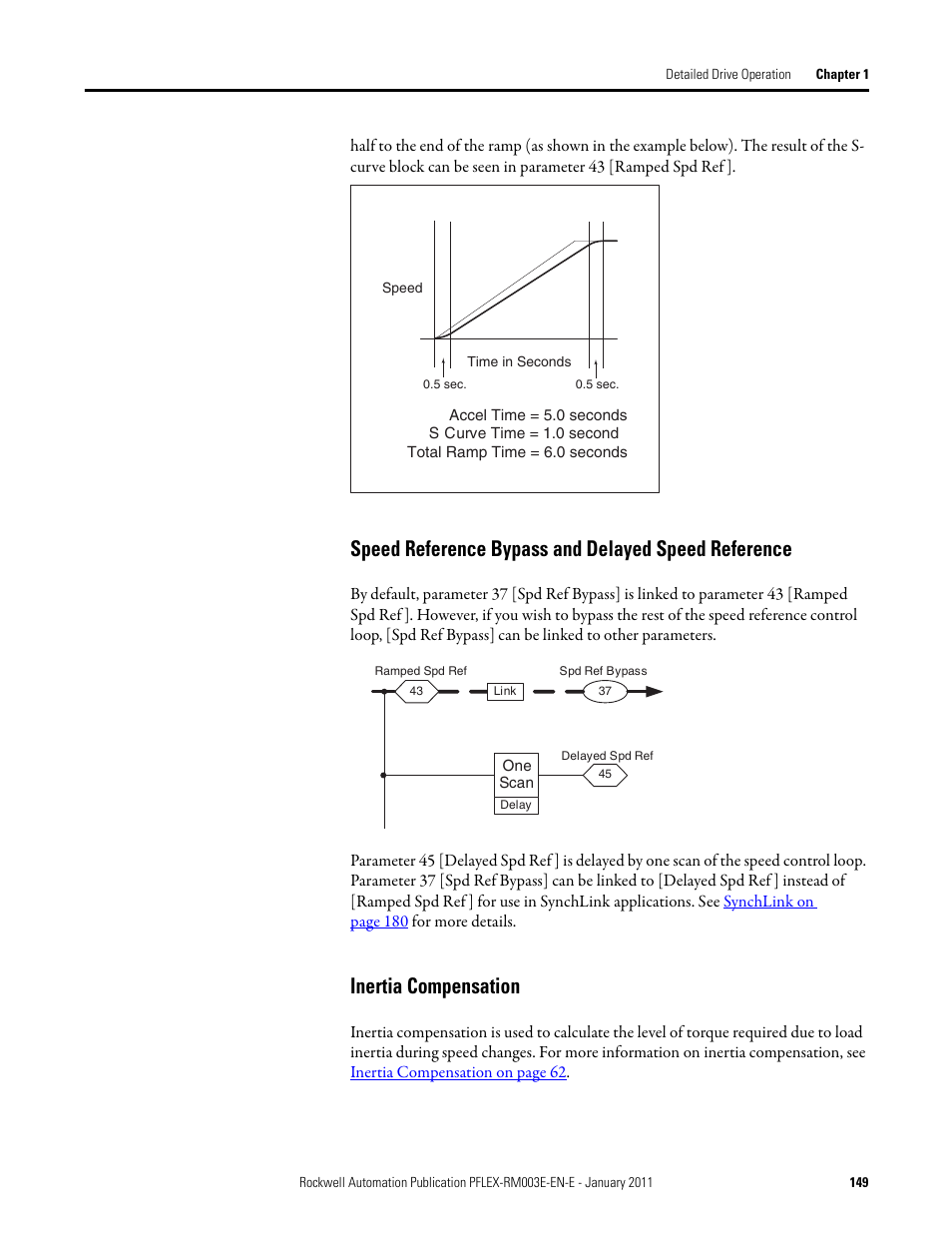 Speed reference bypass and delayed speed reference, Inertia compensation | Rockwell Automation 20D PowerFlex 700S AC Drives with Phase II Control Reference Manual User Manual | Page 149 / 218