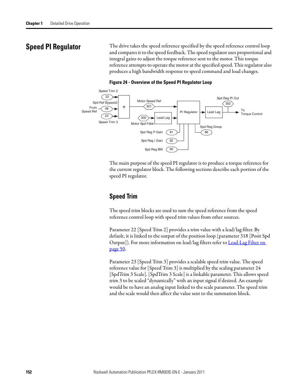 Speed pi regulator, Speed trim | Rockwell Automation 20D PowerFlex 700S AC Drives with Phase II Control Reference Manual User Manual | Page 152 / 218