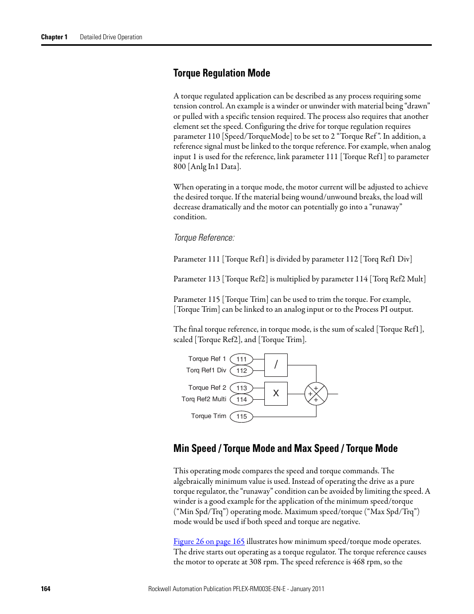 Torque regulation mode | Rockwell Automation 20D PowerFlex 700S AC Drives with Phase II Control Reference Manual User Manual | Page 164 / 218