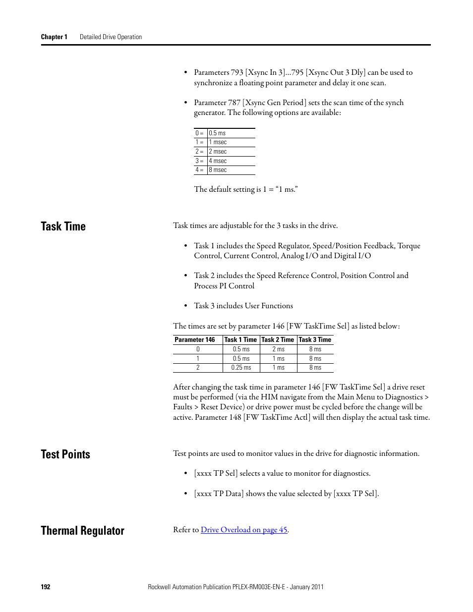 Task time, Test points, Thermal regulator | Task time test points thermal regulator | Rockwell Automation 20D PowerFlex 700S AC Drives with Phase II Control Reference Manual User Manual | Page 192 / 218